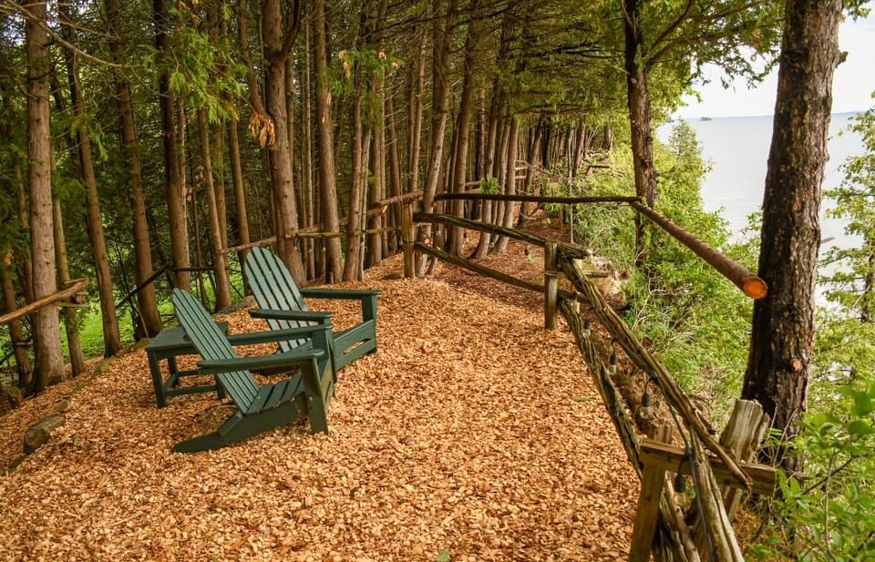 Image of the forest trail from the lakeside rooms to Bravo Zulu Lakeside Bar.