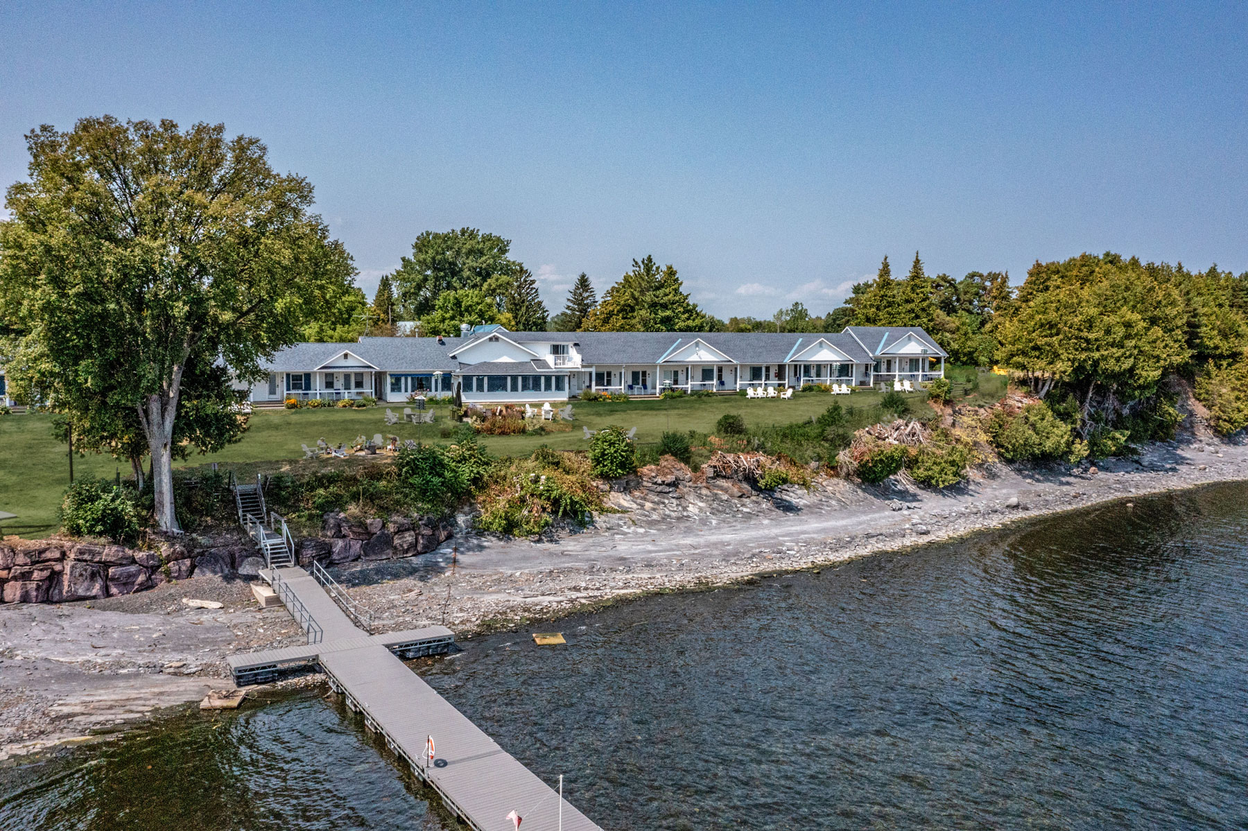 A view of Shore Acres Inn & Restaurant in North Hero, Vermont from above.
